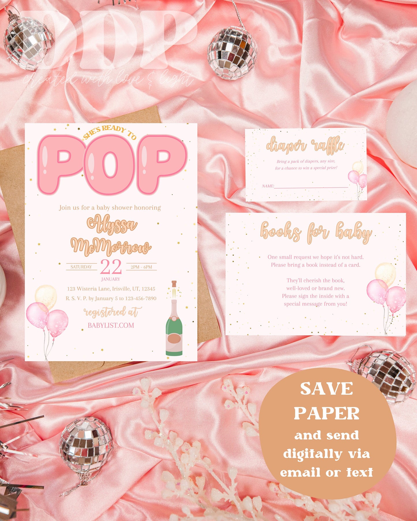 Ready to Pop Pink Baby Shower Invitation Suite | Pink Baby Shower Invite | Pink Balloon Baby Shower | Twins Baby Shower | Editable Printable