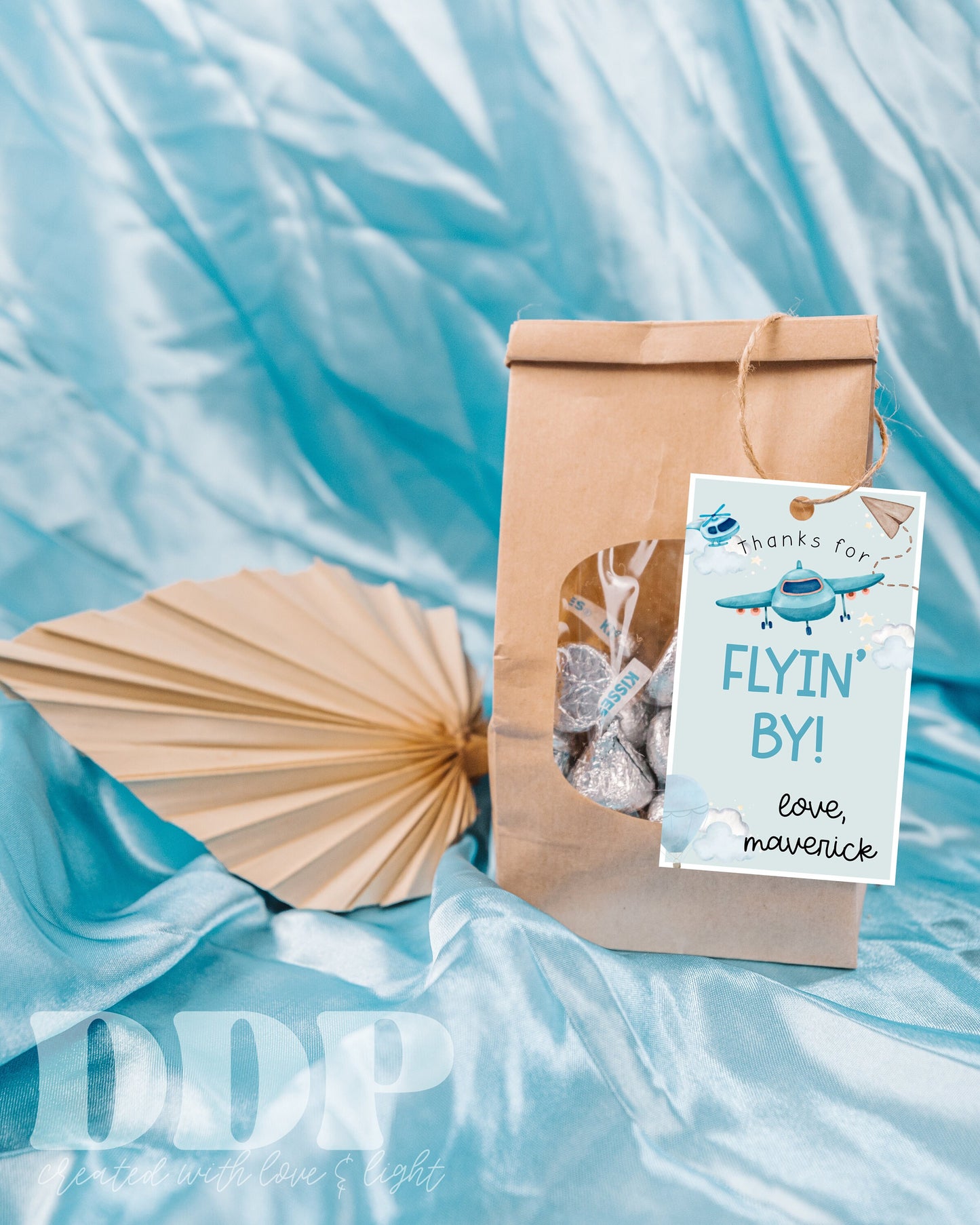Fly on Over Birthday Favor Tag Template | Time Flies Gift Label | Airplane Birthday Gift Tag | Time Flies Airplane Birthday Thank You Tag