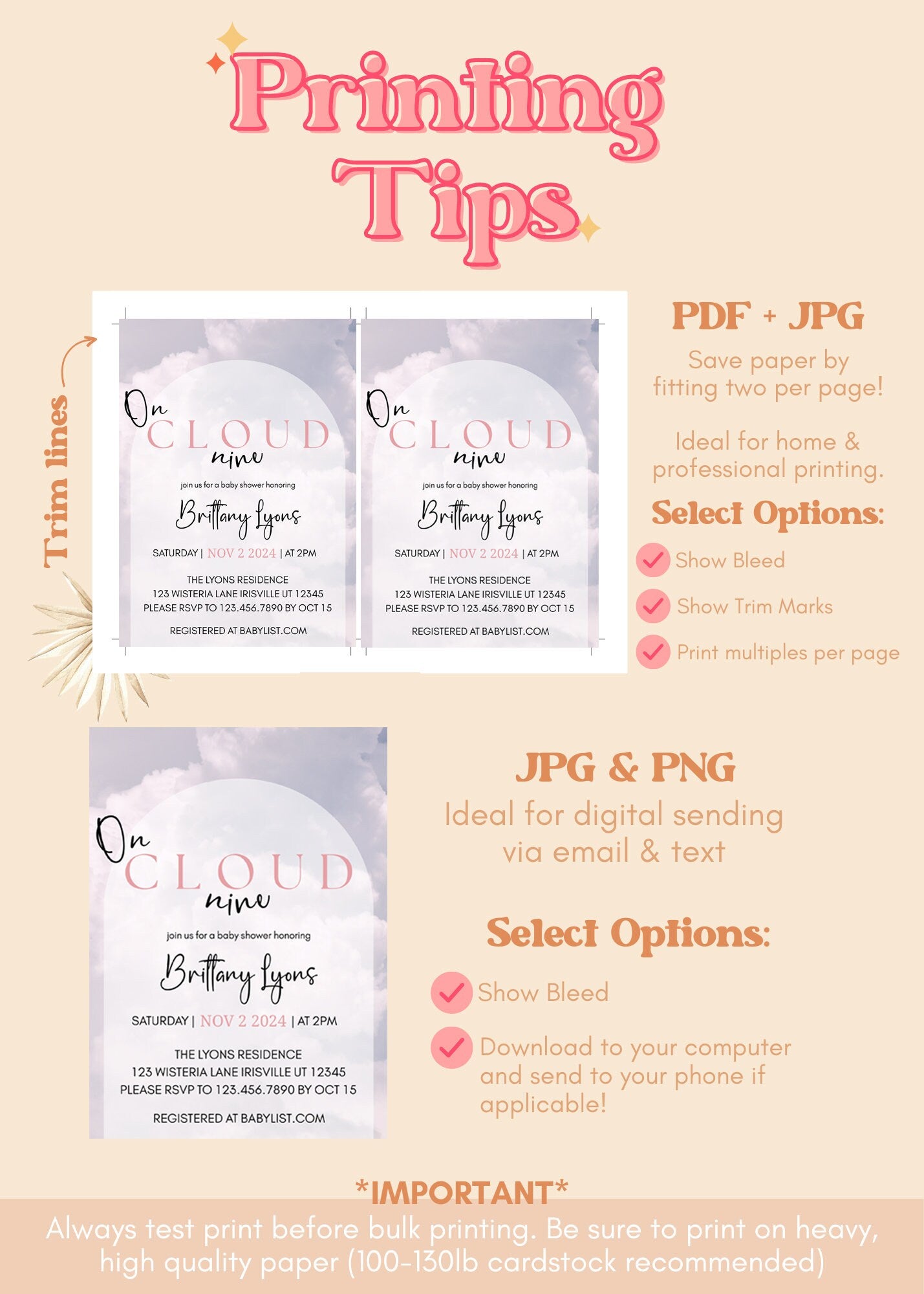 Editable Cloud 9 Pink Baby Shower Invitation Bundle | Cloud Baby Shower Invite | Minimal Boho Baby Shower Invitation | Downloadable Invite