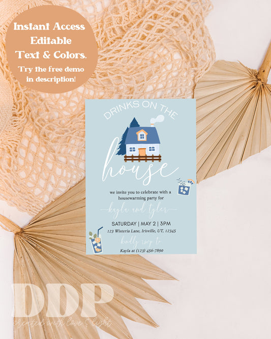 Drinks on the House Housewarming Invite | Housewarming Invite | Funny Housewarming Invite | Housewarming | Editable Template | Printable