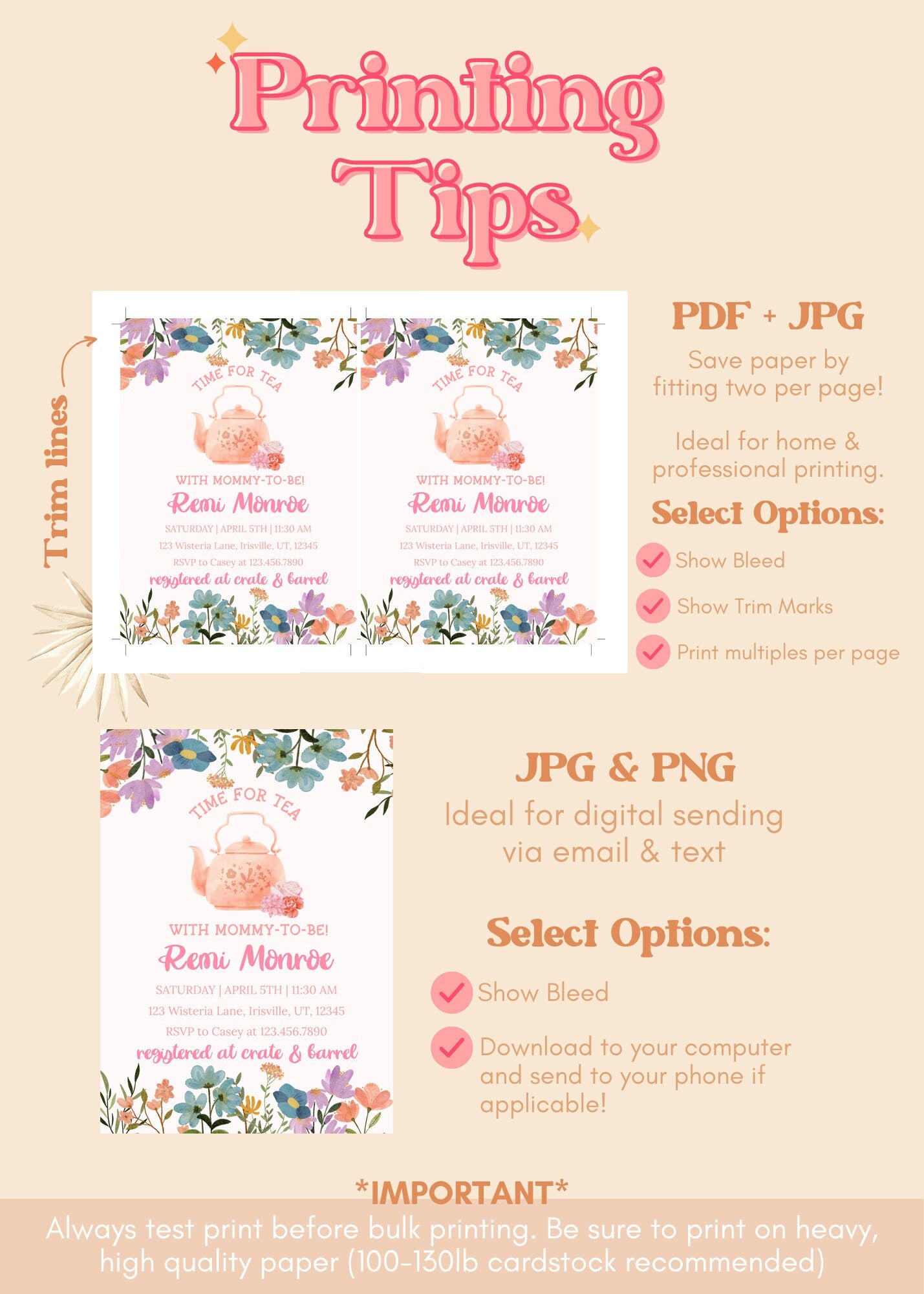 Time for Tea Baby Shower Invitation Suite | Tea Party Baby Shower Invite | Spring Floral Baby Shower Invite | Baby Shower Invite Bundle