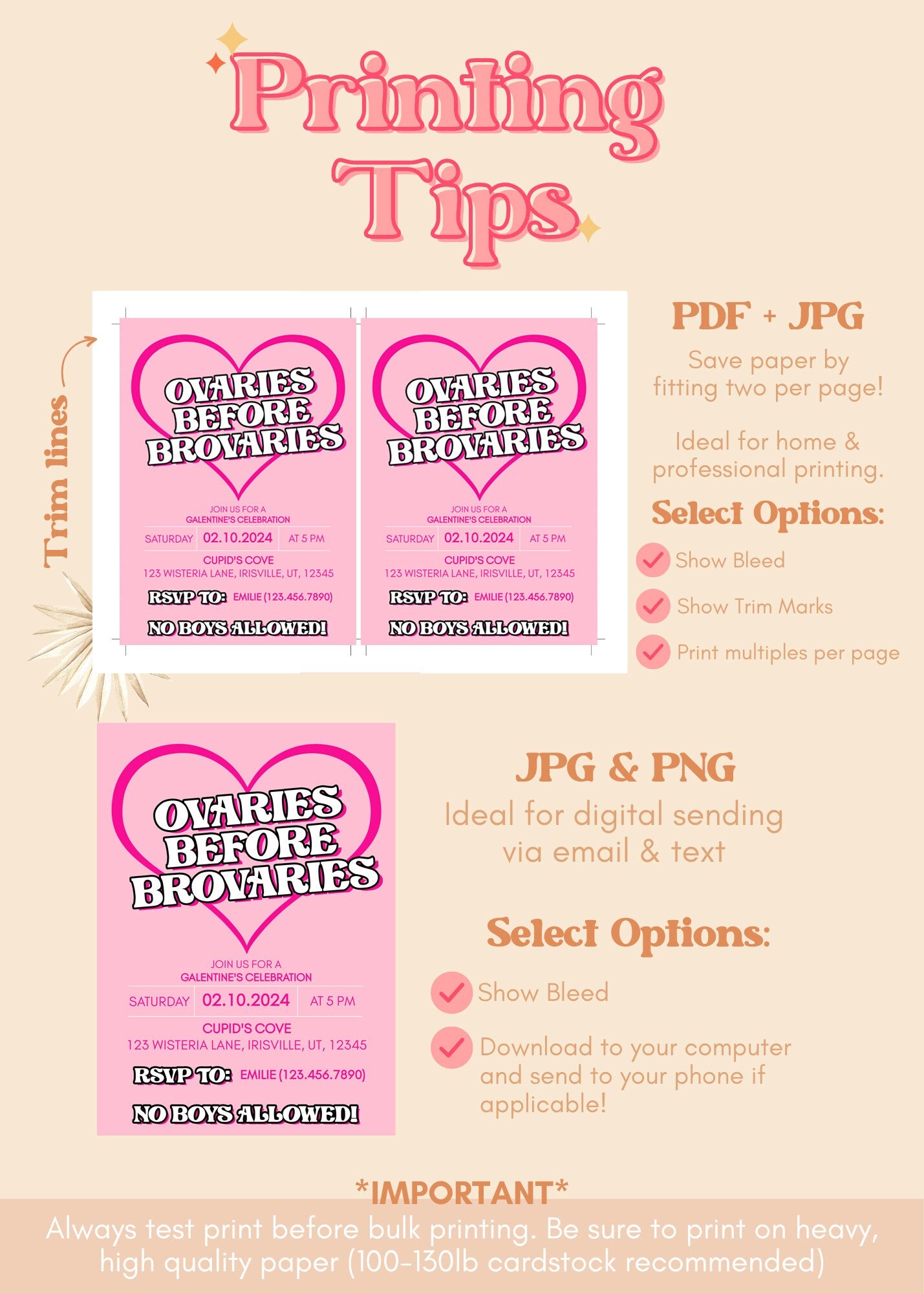 Ovaries before Brovaries Valentine's Day Invitation | Funny Galentine's Day Party Invite | Girls Night Invite | Valentine's Day Party Invite