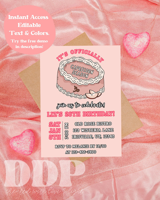 ANY AGE Capricorn Season Birthday Invite | Adult Birthday Zodiac Invite | Astrology Birthday | Editable Capricorn Birthday Invite Template