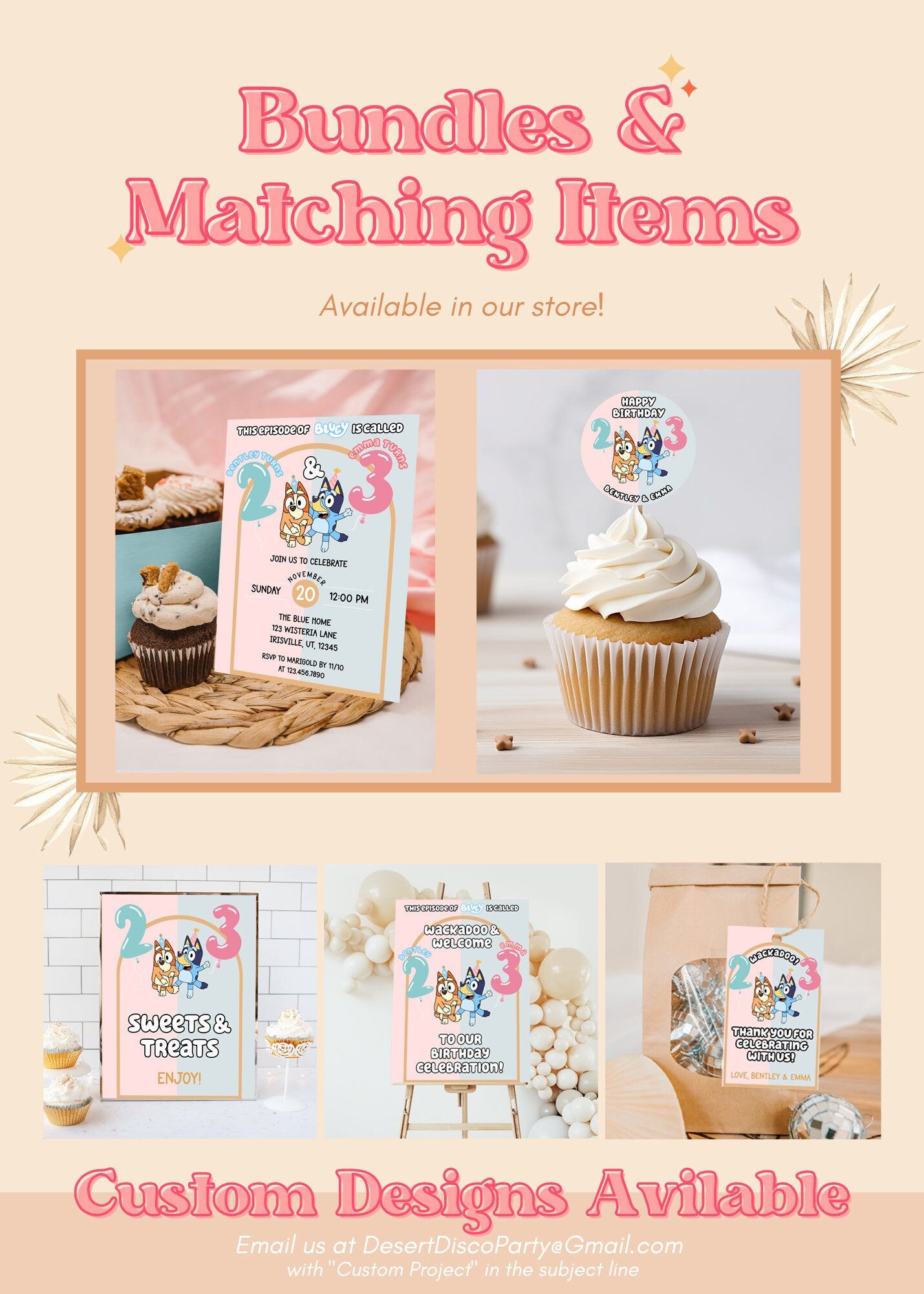 Joint Birthday Blue Dog Themed Birthday Gift Tag | Blue Dog Inspired Birthday Gift Label | Blue Dog Birthday Favor Tag | A03