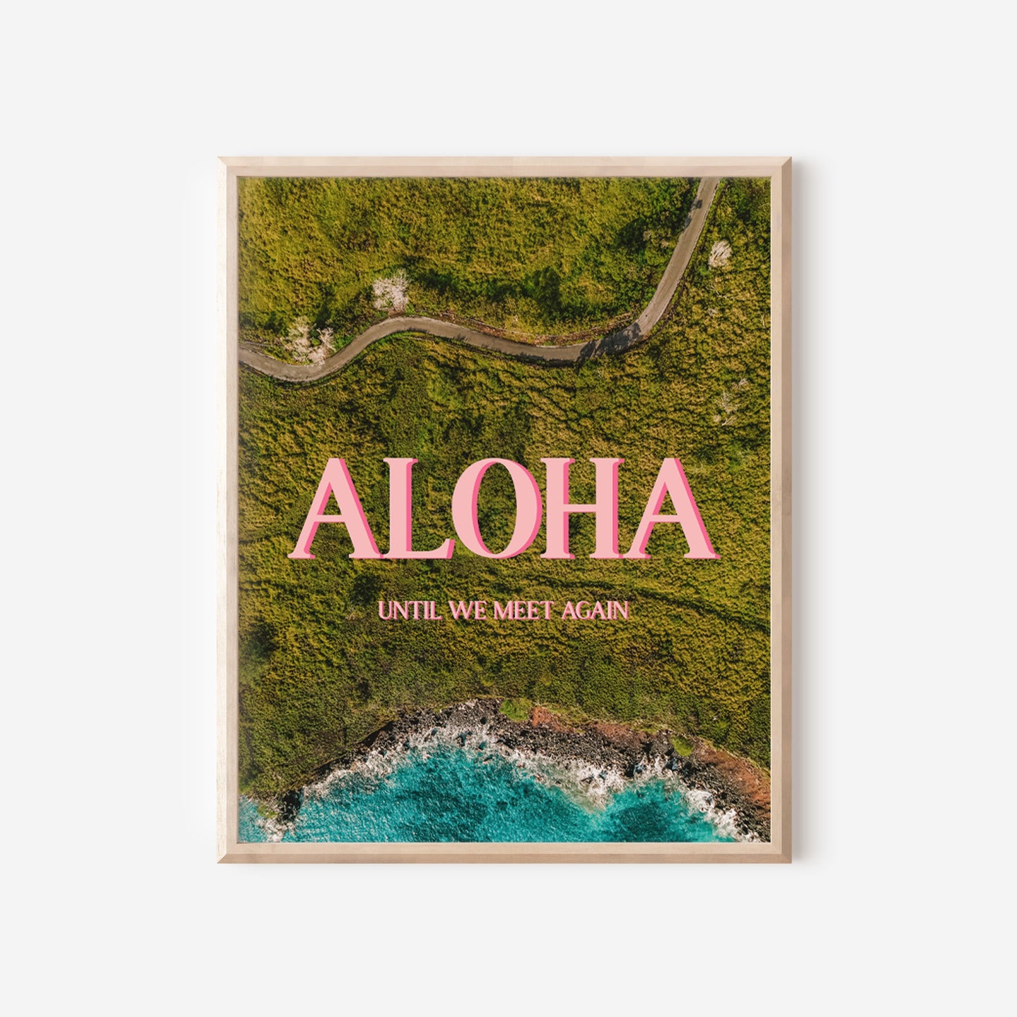 Hawaii Pink Aloha Print | Hawaiian Roads Travel Poster | Digital Wall Art