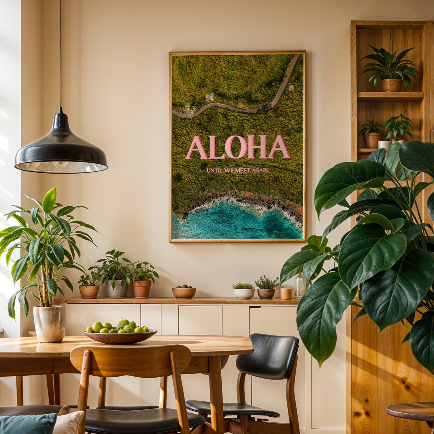 Hawaii Pink Aloha Print | Hawaiian Roads Travel Poster | Digital Wall Art