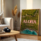Hawaii Pink Aloha Print | Hawaiian Roads Travel Poster | Digital Wall Art