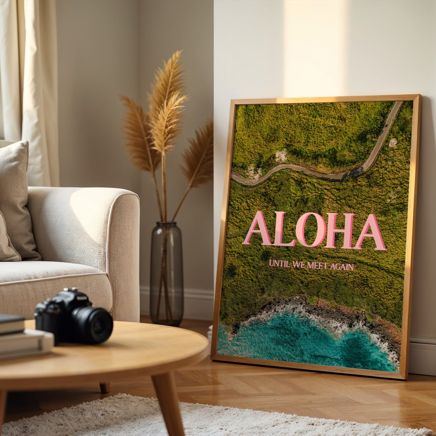 Hawaii Pink Aloha Print | Hawaiian Roads Travel Poster | Digital Wall Art