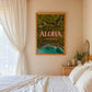 Hawaii Pink Aloha Print | Hawaiian Roads Travel Poster | Digital Wall Art