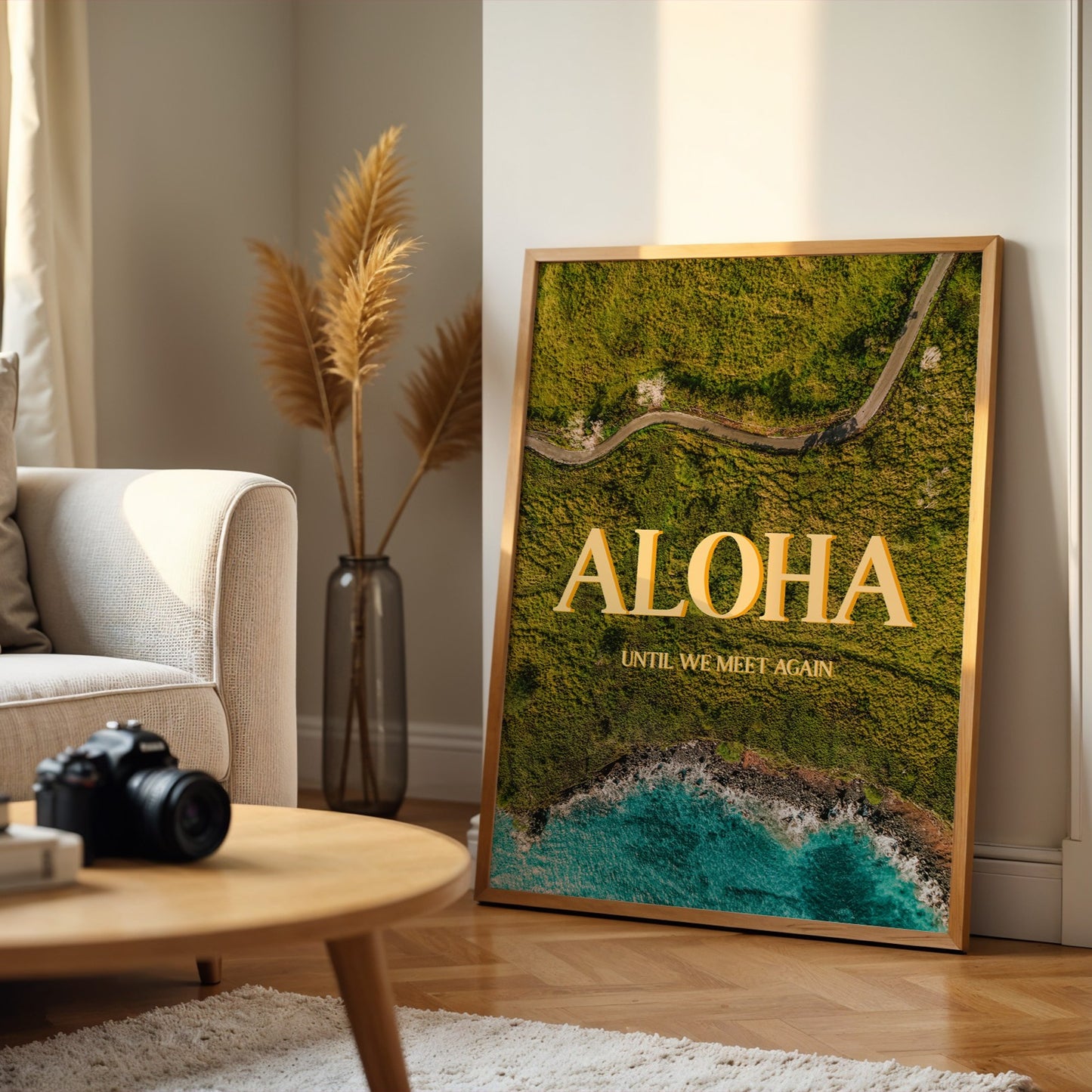 Hawaii Yellow Aloha Print | Hawaiian Roads Travel Poster | Digital Wall Art