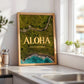 Hawaii Yellow Aloha Print | Hawaiian Roads Travel Poster | Digital Wall Art