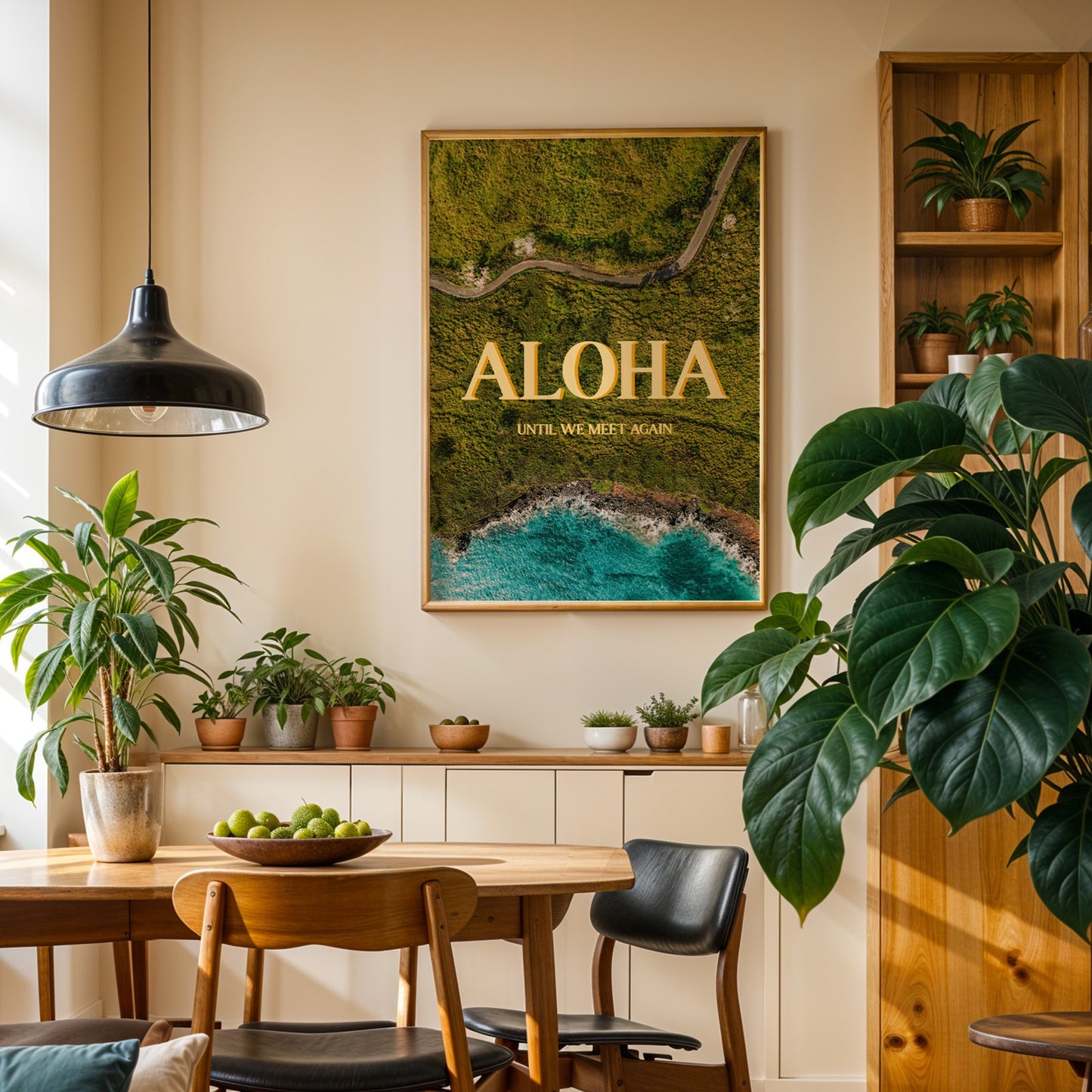Hawaii Yellow Aloha Print | Hawaiian Roads Travel Poster | Digital Wall Art