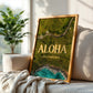 Hawaii Yellow Aloha Print | Hawaiian Roads Travel Poster | Digital Wall Art