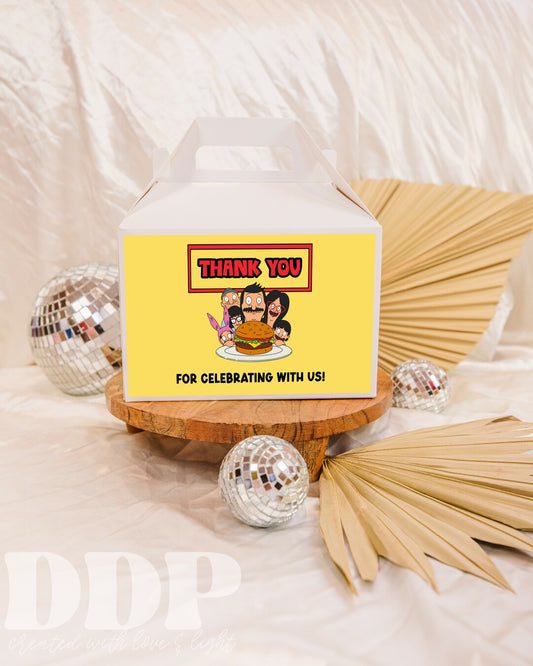 Bob's Burgers Gable Box Label | Bob's Burgers TV Show Printable Party Decor