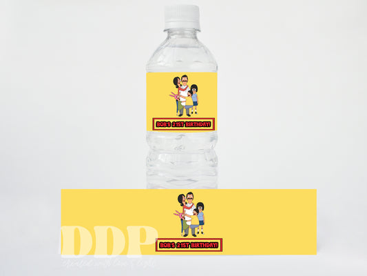 Bob's Burgers Water Bottle Label | Bob's Burgers TV Show Birthday Printable Party Decor