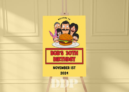 Bob's Burgers Birthday Welcome Sign | Bob's Burgers TV Show Printable Party Decor