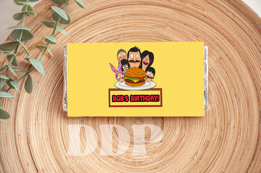 Bob's Burgers Chocolate Wrapper Bar Label | Bob's Burgers TV Show Party Decor