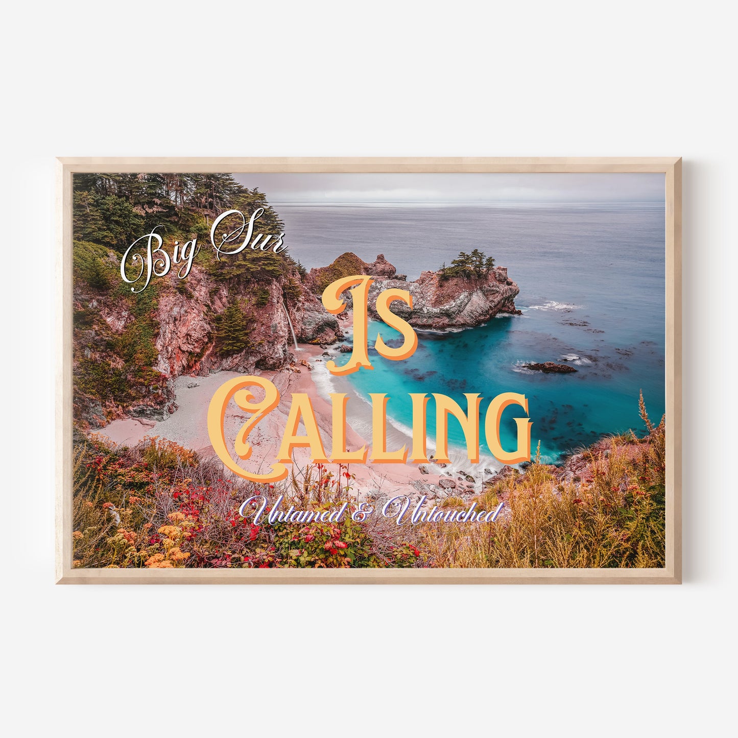 Big Sur is Calling Wall Art | California Ocean Wall Art | Botanical Landscape Art Poster | Digital Wall Art