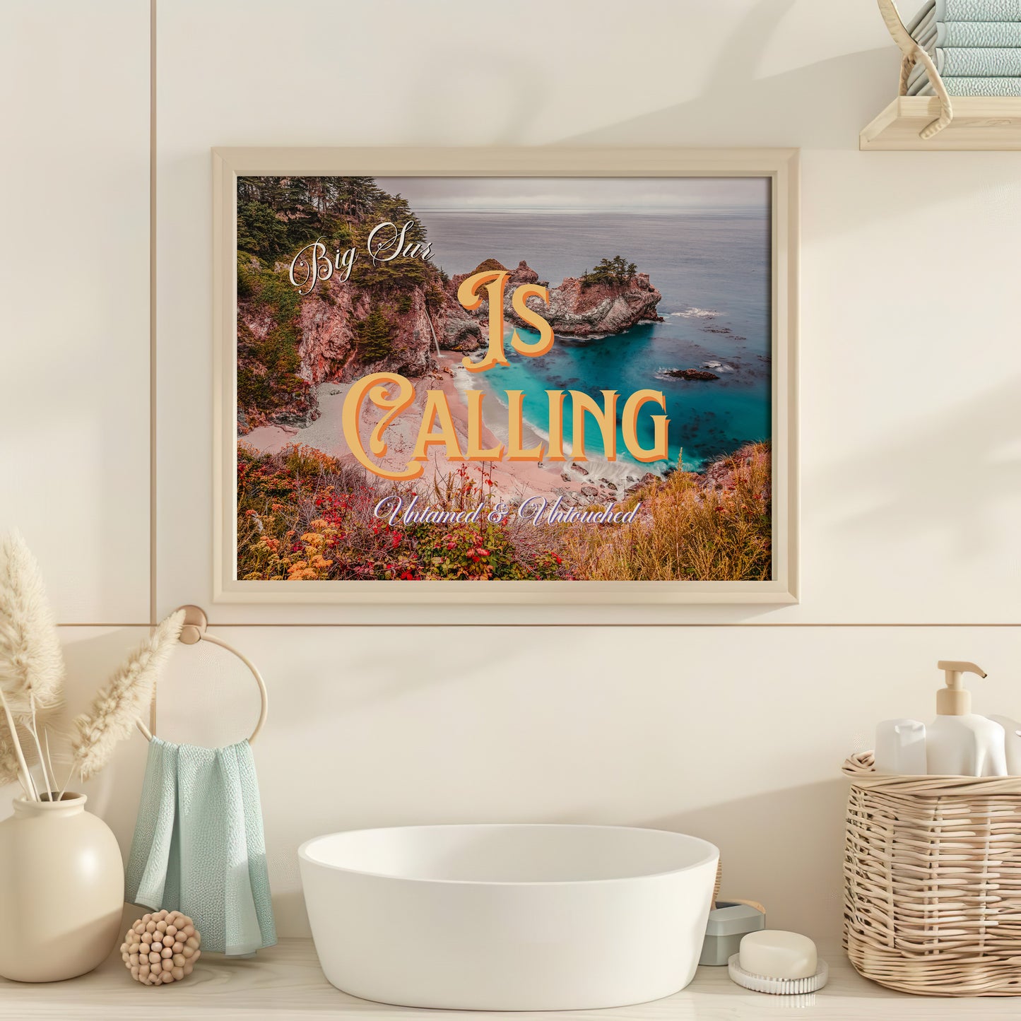 Big Sur is Calling Wall Art | California Ocean Wall Art | Botanical Landscape Art Poster | Digital Wall Art