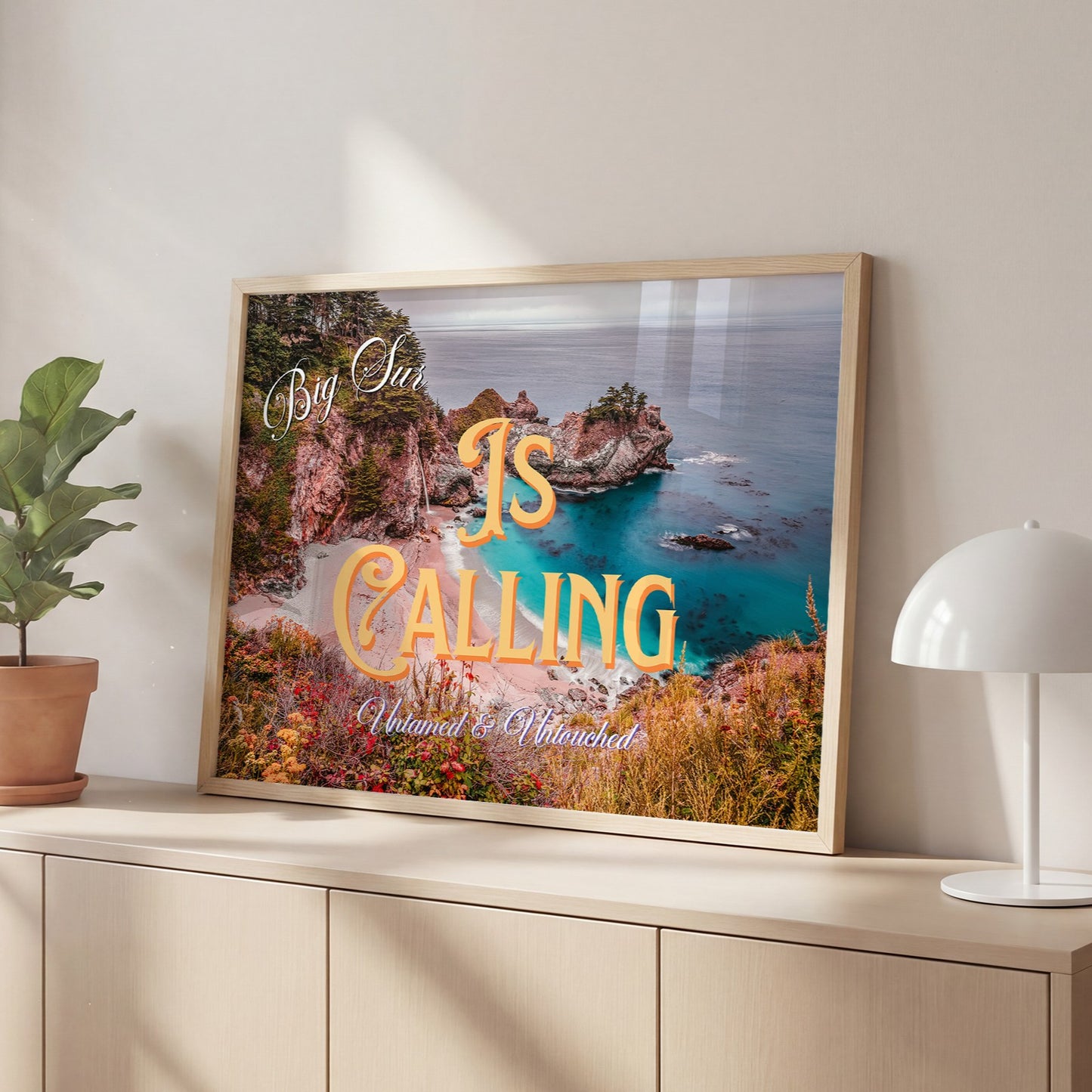 Big Sur is Calling Wall Art | California Ocean Wall Art | Botanical Landscape Art Poster | Digital Wall Art