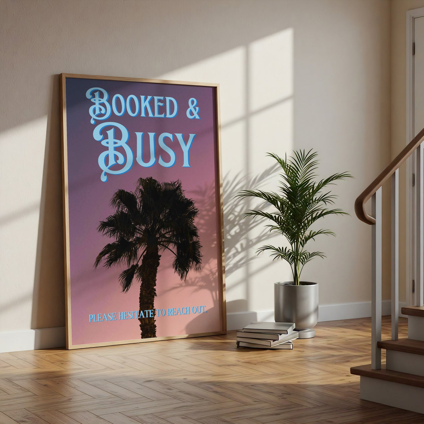 Booked and Busy Print: Palm Tree Silhouette Poster | Digital Wall Art