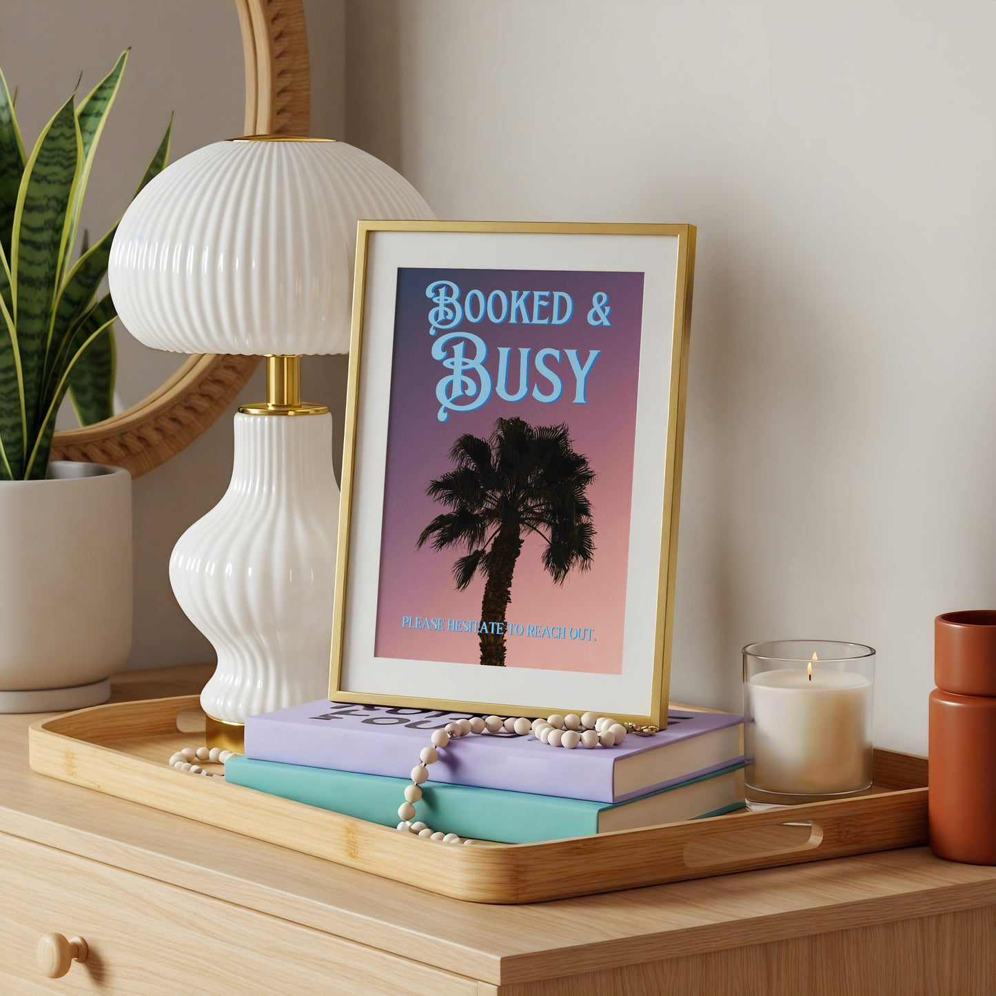 Booked and Busy Print: Palm Tree Silhouette Poster | Digital Wall Art