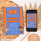 Glasses Bowtie Suspenders Invitation | Kids Orange and Blue Suspender Editable Invite | Boy Construction Excavator Dig Birthday