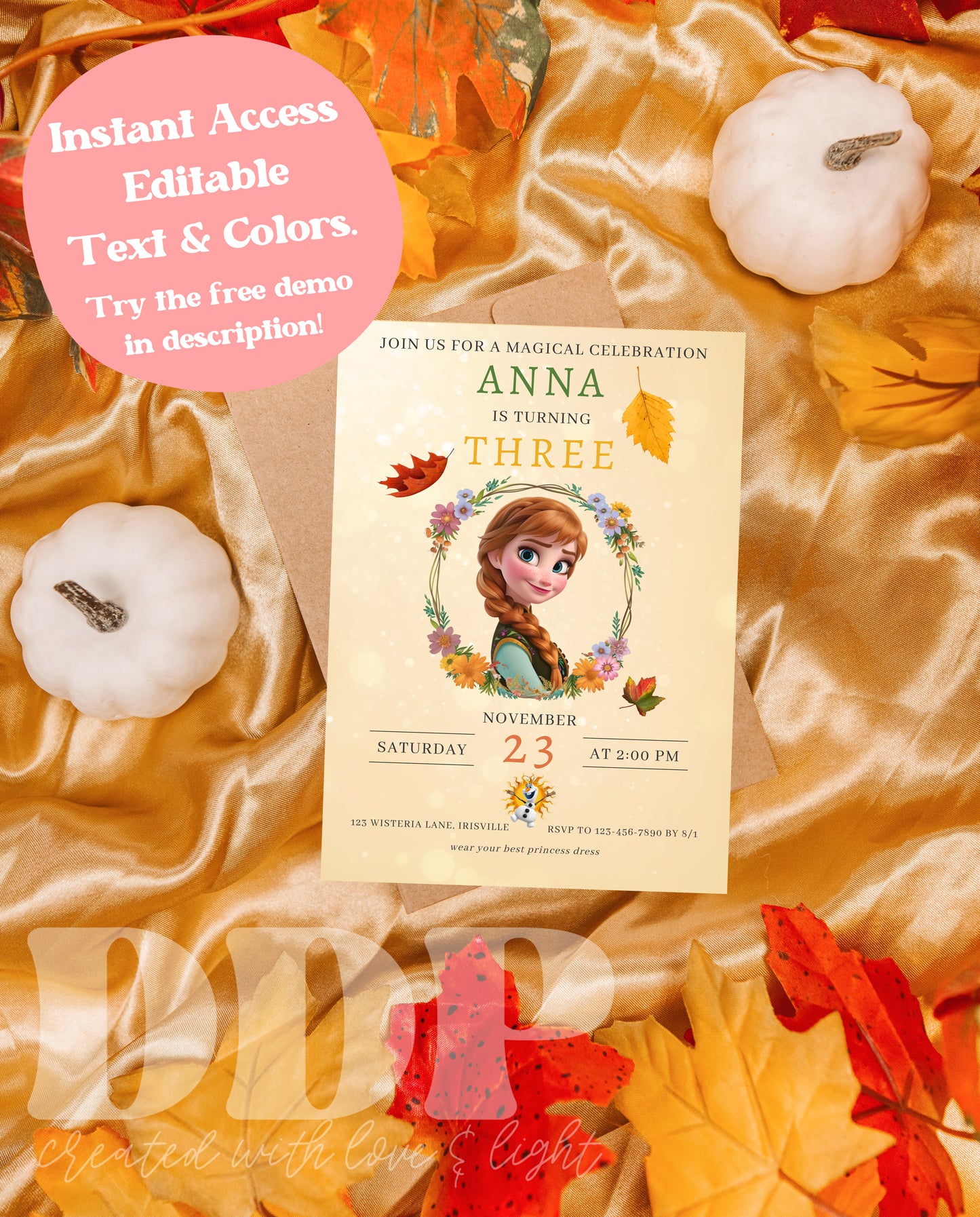 Frozen Queen Anna Birthday Invitation | Anna Birthday Invitation | Minimal Disney Frozen Birthday | Princess Anna Birthday