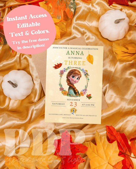 Frozen Queen Anna Birthday Invitation | Anna Birthday Invitation | Minimal Disney Frozen Birthday | Princess Anna Birthday