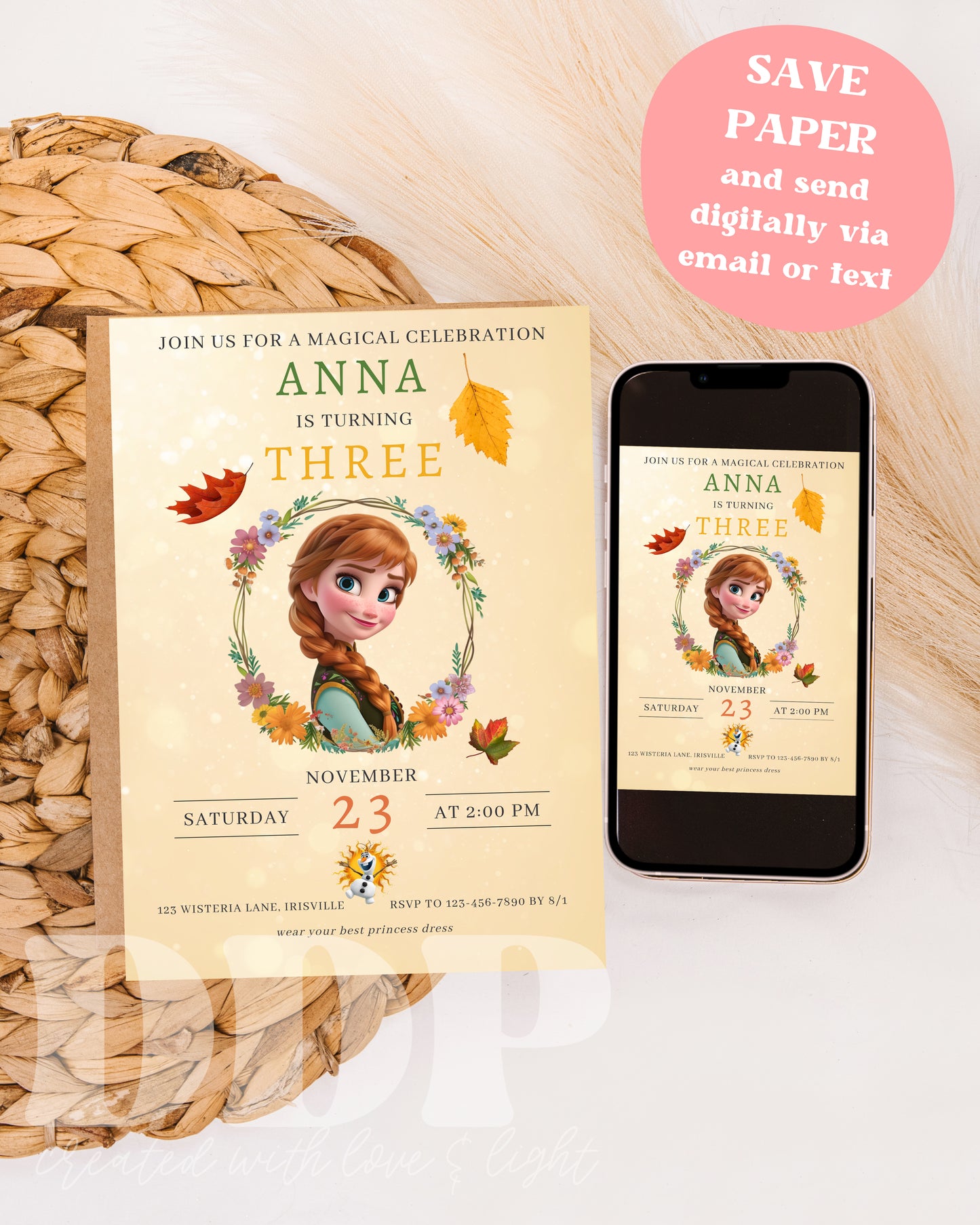 Frozen Queen Anna Birthday Invitation | Anna Birthday Invitation | Minimal Disney Frozen Birthday | Princess Anna Birthday