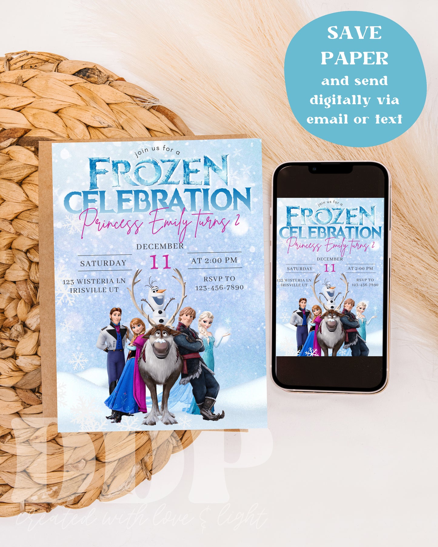 Frozen Inspired Birthday Invitation | Anna Elsa Birthday Invitation | Frozen Party Invite