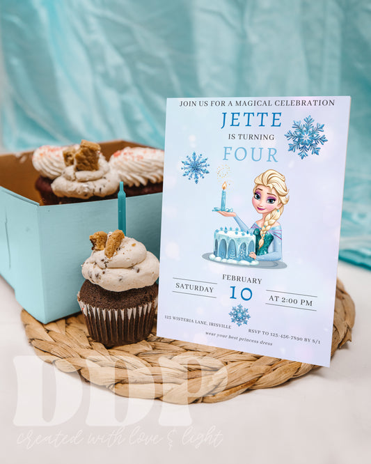 Frozen Queen Elsa Birthday Invitation | Elsa Birthday Invitation | Minimal Disney Frozen Birthday | Princess Elsa Birthday