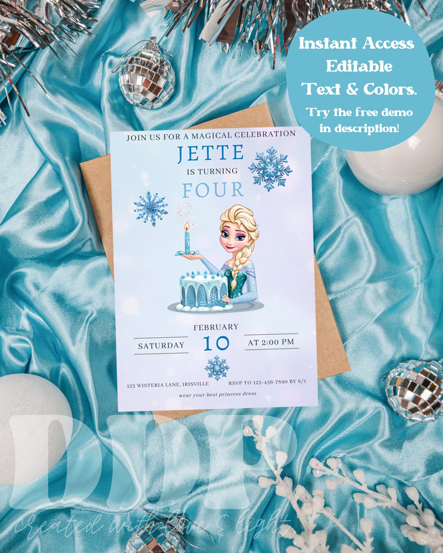 Frozen Queen Elsa Birthday Invitation | Elsa Birthday Invitation | Minimal Disney Frozen Birthday | Princess Elsa Birthday