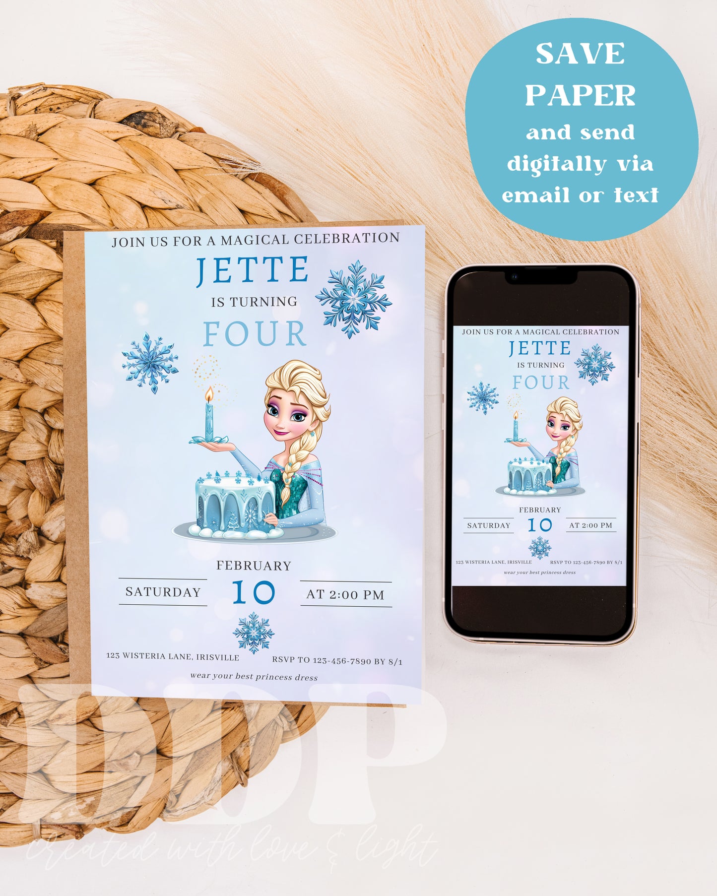 Frozen Queen Elsa Birthday Invitation | Elsa Birthday Invitation | Minimal Disney Frozen Birthday | Princess Elsa Birthday