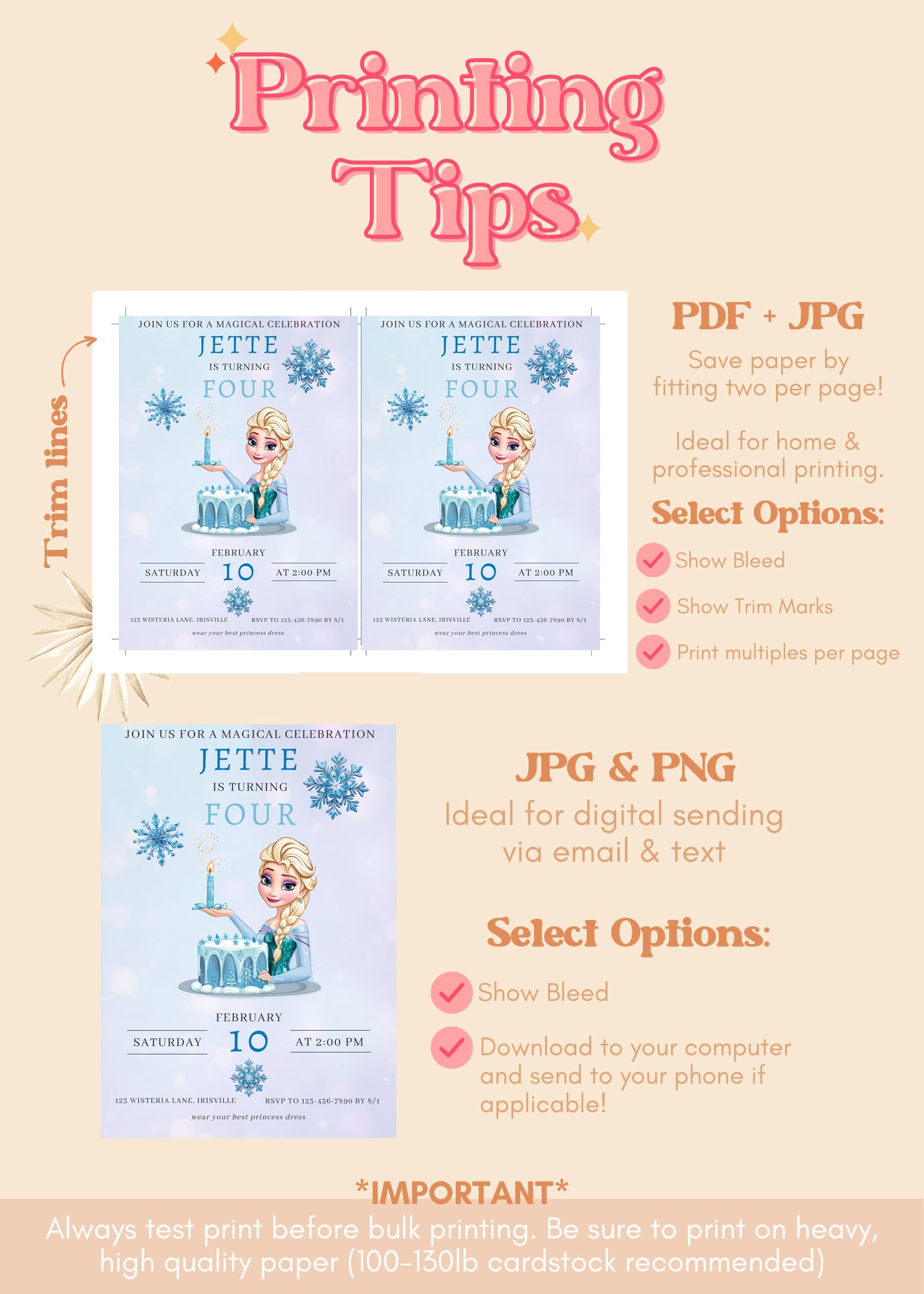 Frozen Queen Elsa Birthday Invitation | Elsa Birthday Invitation | Minimal Disney Frozen Birthday | Princess Elsa Birthday