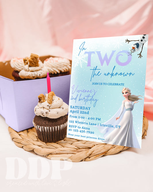 Frozen Inspired Birthday Invitation | In Two the Unknown Invitation | Elsa Birthday Invitation | Princess 2nd Birthday Invite