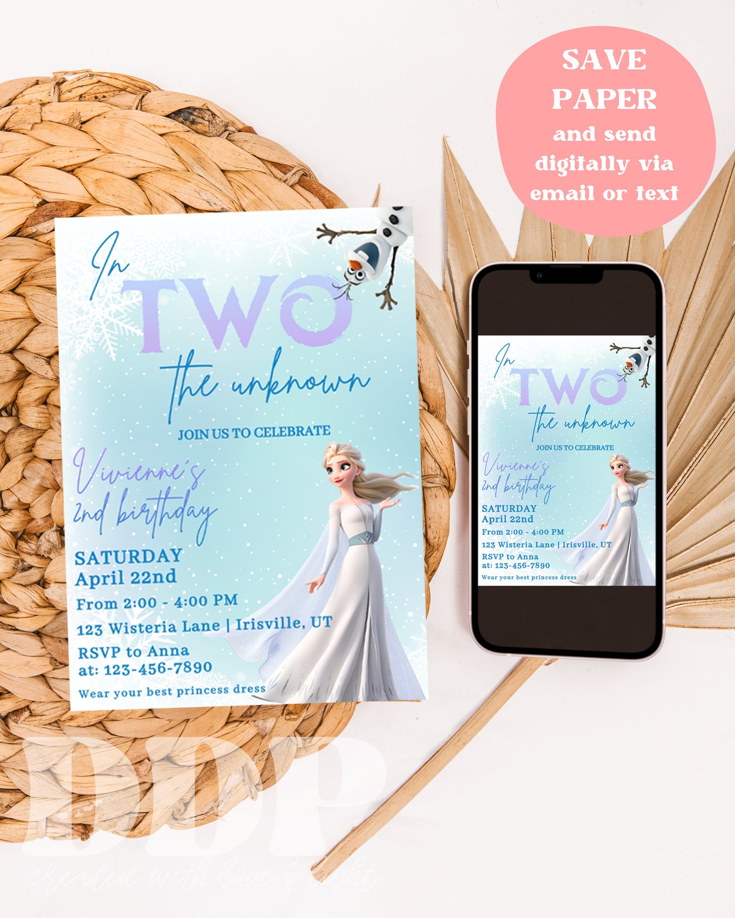 Frozen Inspired Birthday Invitation | In Two the Unknown Invitation | Elsa Birthday Invitation | Princess 2nd Birthday Invite