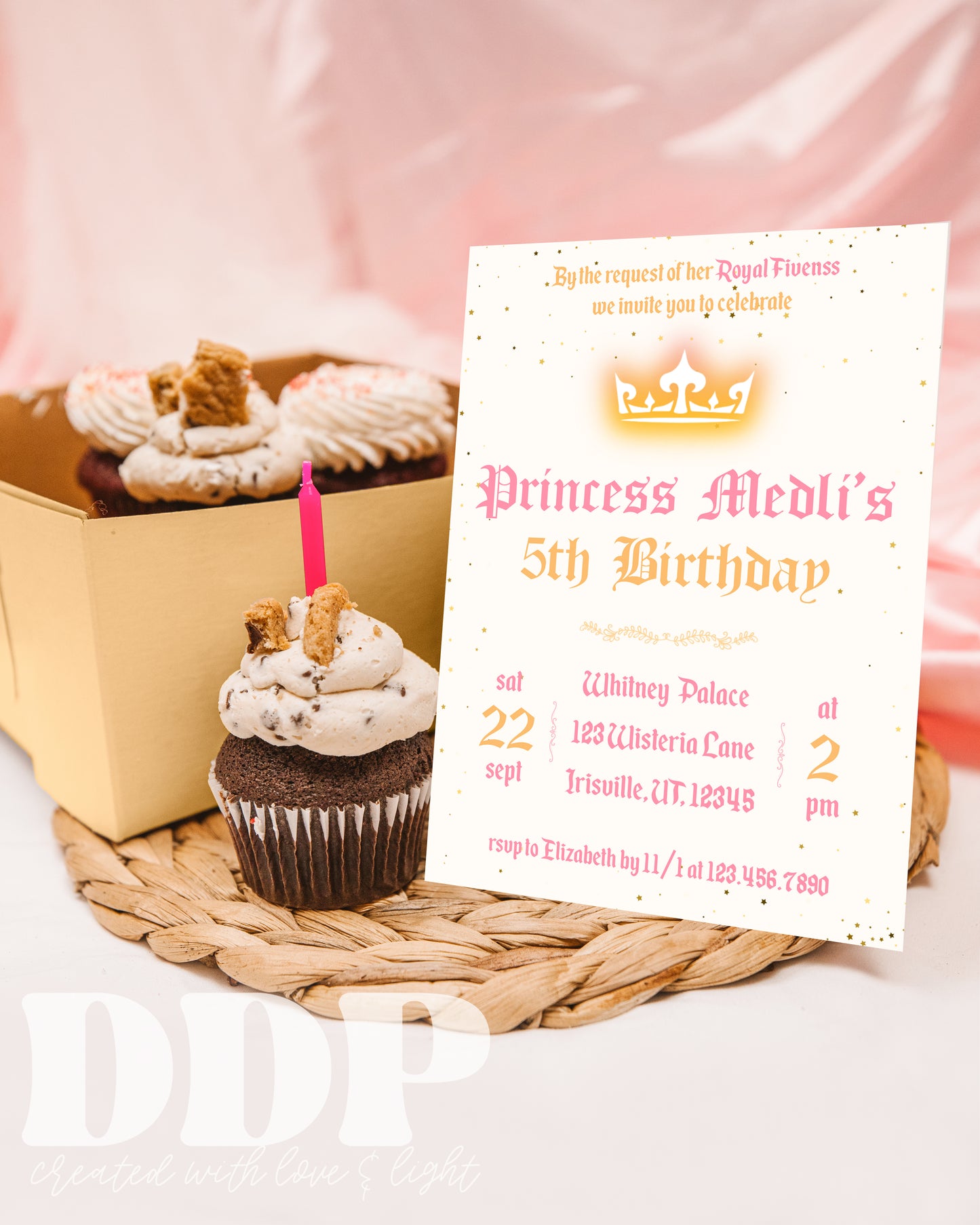 Her Royal Fiveness Invite | Royal Princess Editable Invite Template | Girl Princess Party