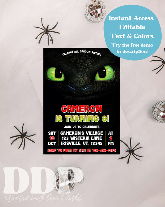 Toothless Invitation | How to Train Your Dragon Birthday Invitation