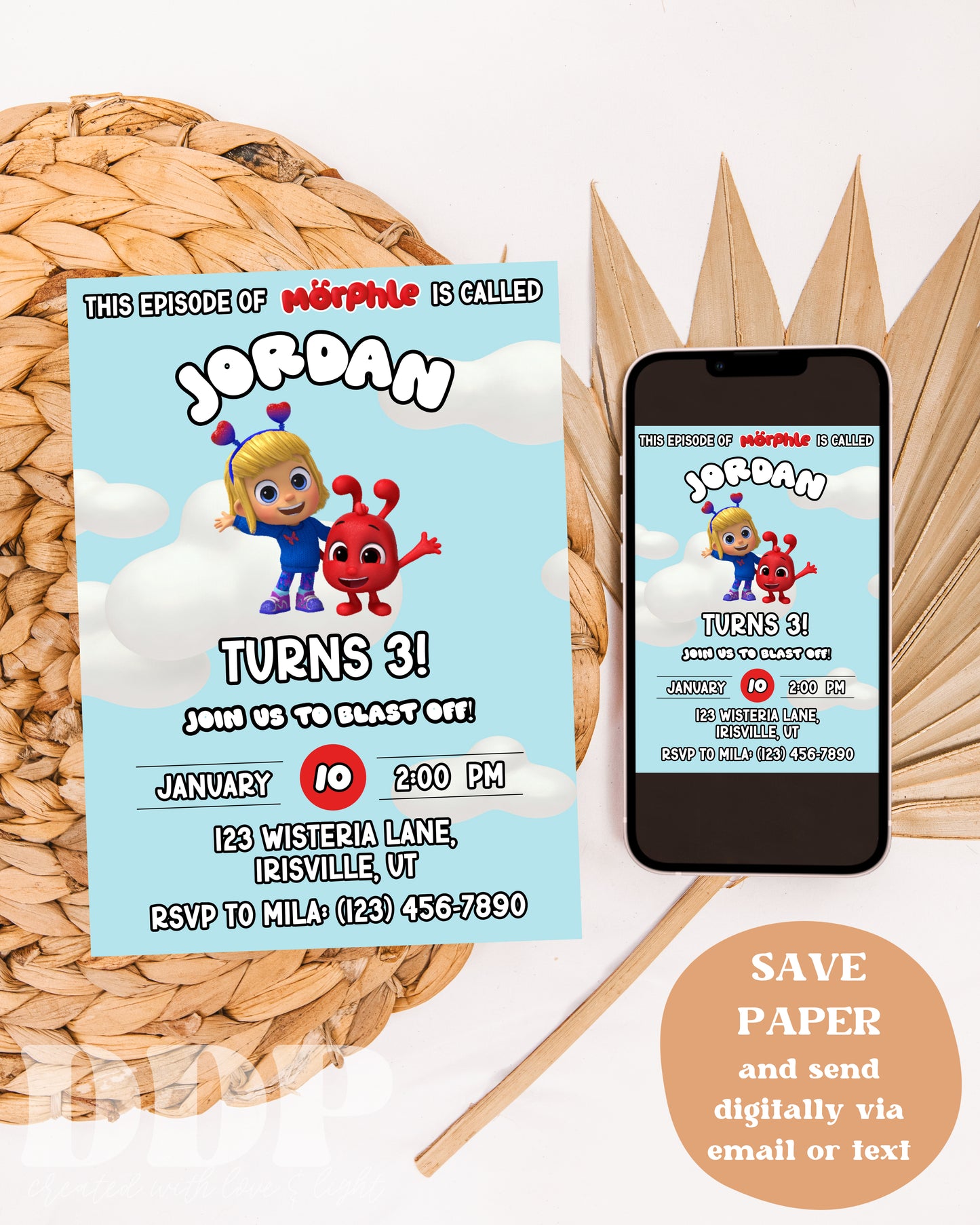 Morphle Birthday Party Invitation | Magic Pet Inspired Party Invite | Morphle & Mila Theme Party