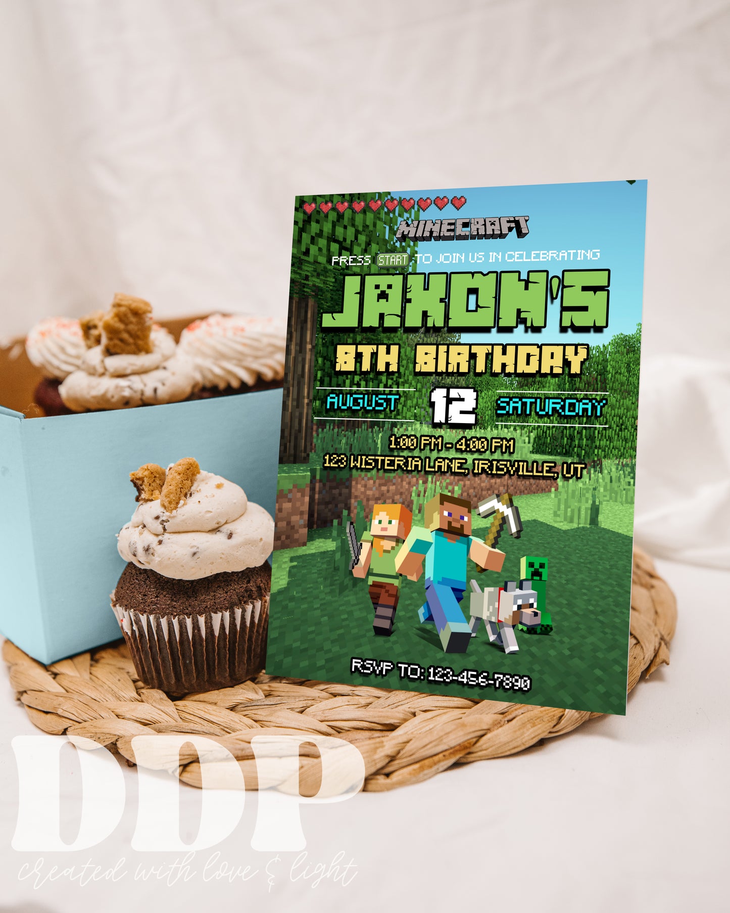 Minecraft Birthday Invitation | Video Game Birthday Party | Minecrafter Theme Invite | Gamer Bday Party | PC Minecraft Invite