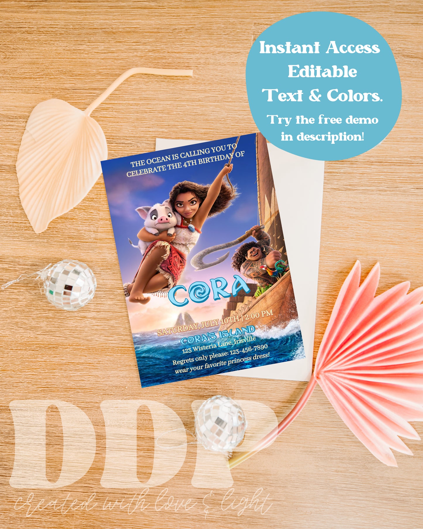 Moana Birthday Invitation | Moana ANY AGE Birthday Invite | Island Princess Themed Birthday