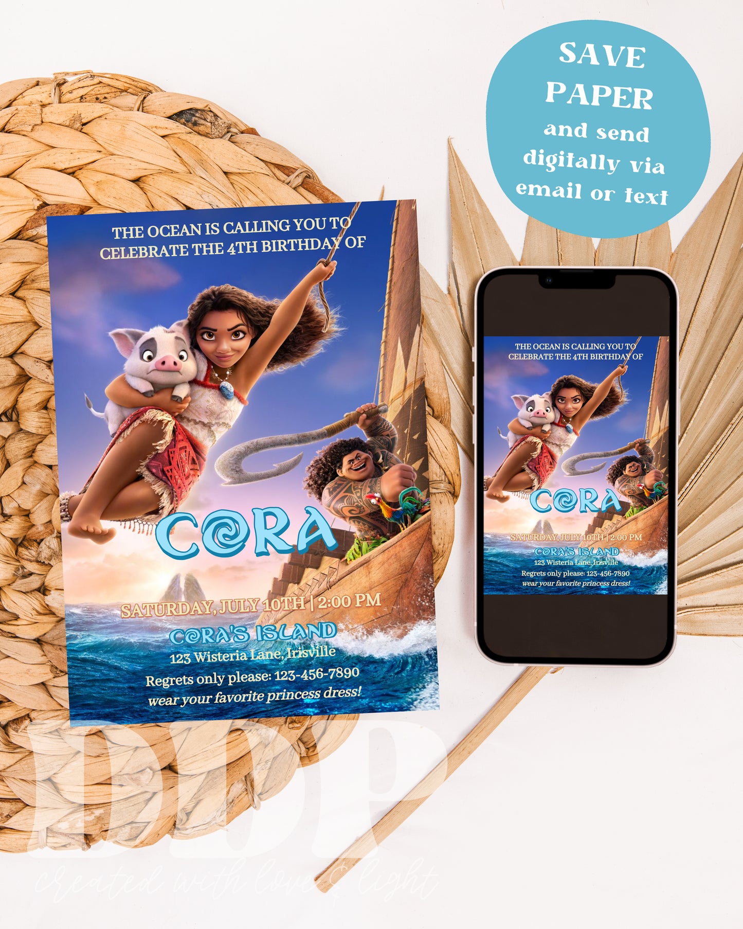Moana Birthday Invitation | Moana ANY AGE Birthday Invite | Island Princess Themed Birthday
