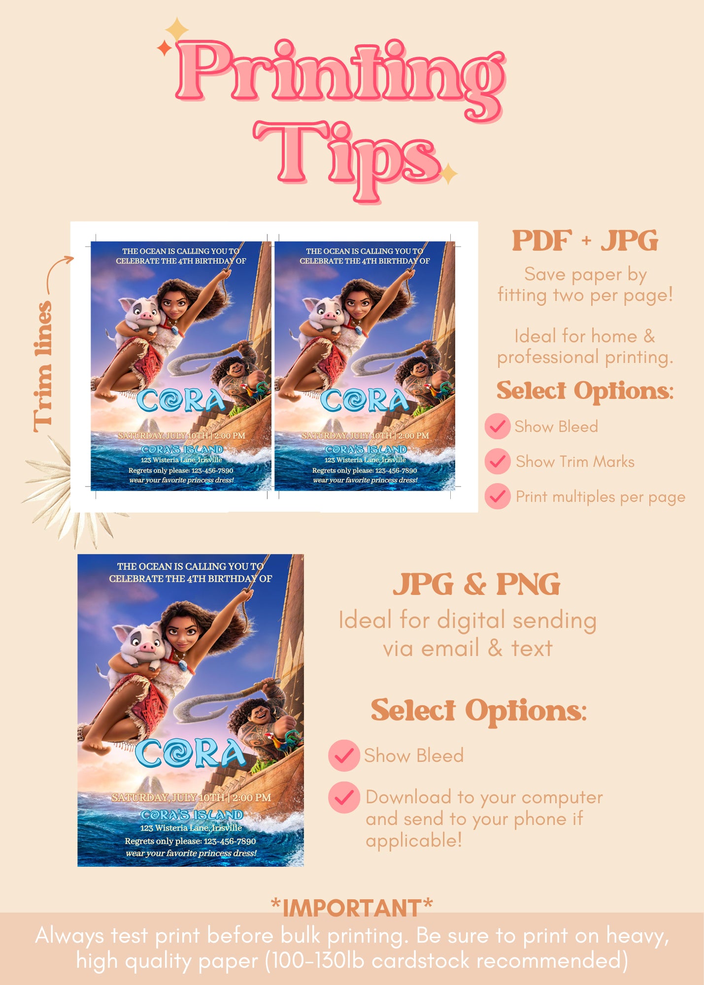 Moana Birthday Invitation | Moana ANY AGE Birthday Invite | Island Princess Themed Birthday