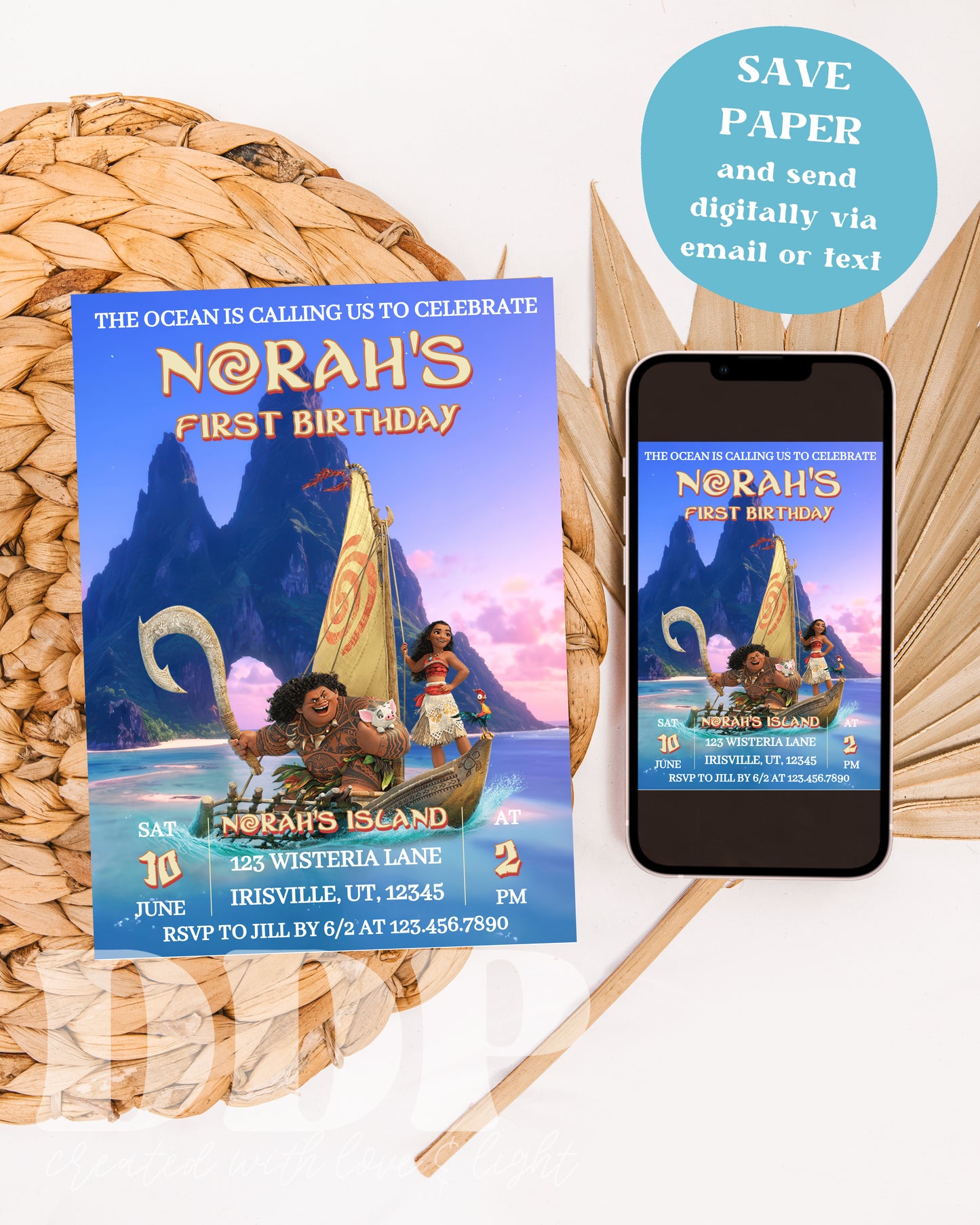 Moana Birthday Invitation | Moana ANY AGE Birthday Invite | Island Princess Themed Birthday