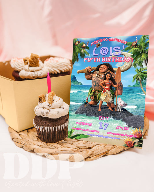 Moana Birthday Invitation | Moana Summer Birthday Invite | Island Princess Themed Birthday