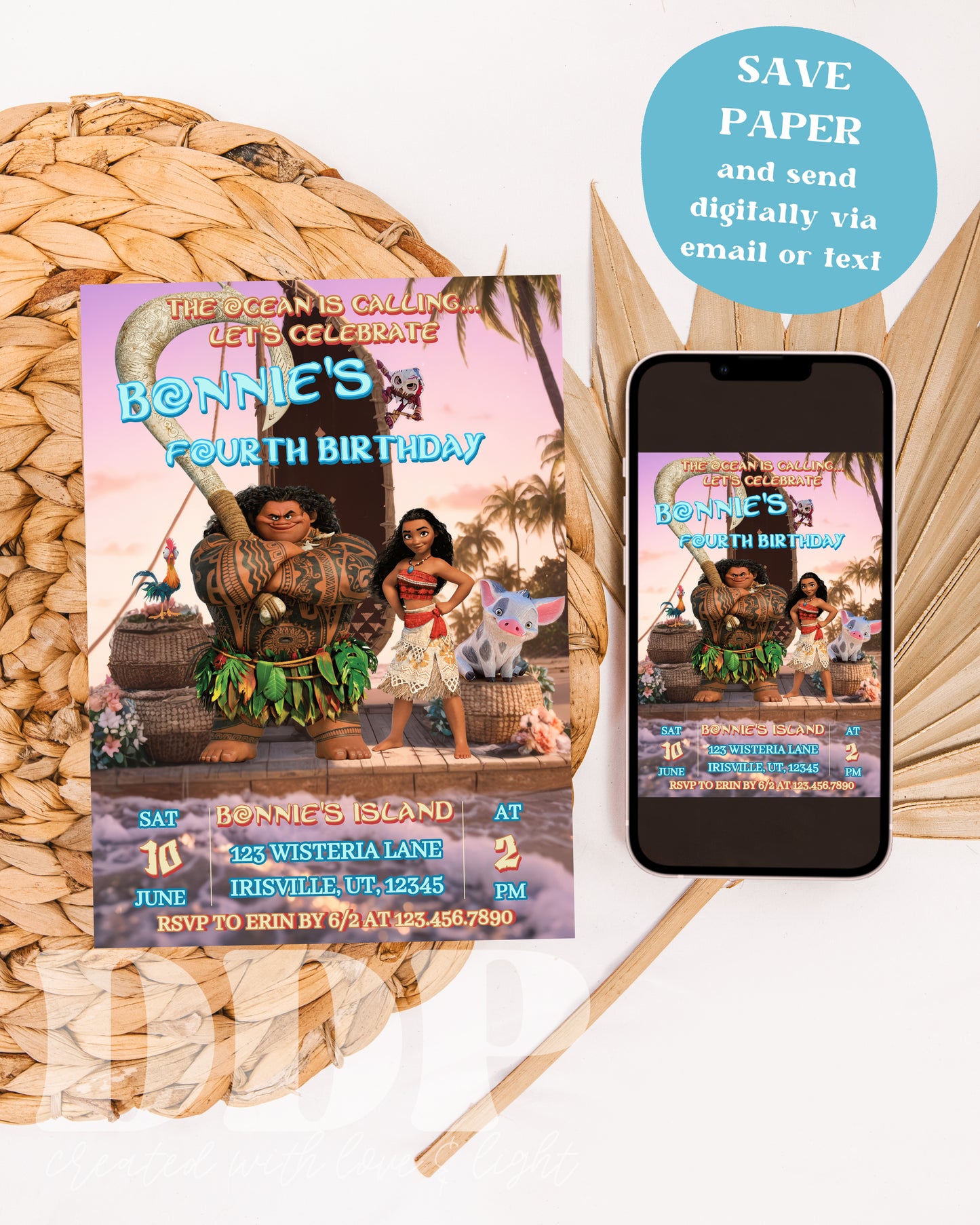 Moana Birthday Invitation | Moana ANY AGE Birthday Invite | Island Princess Themed Birthday