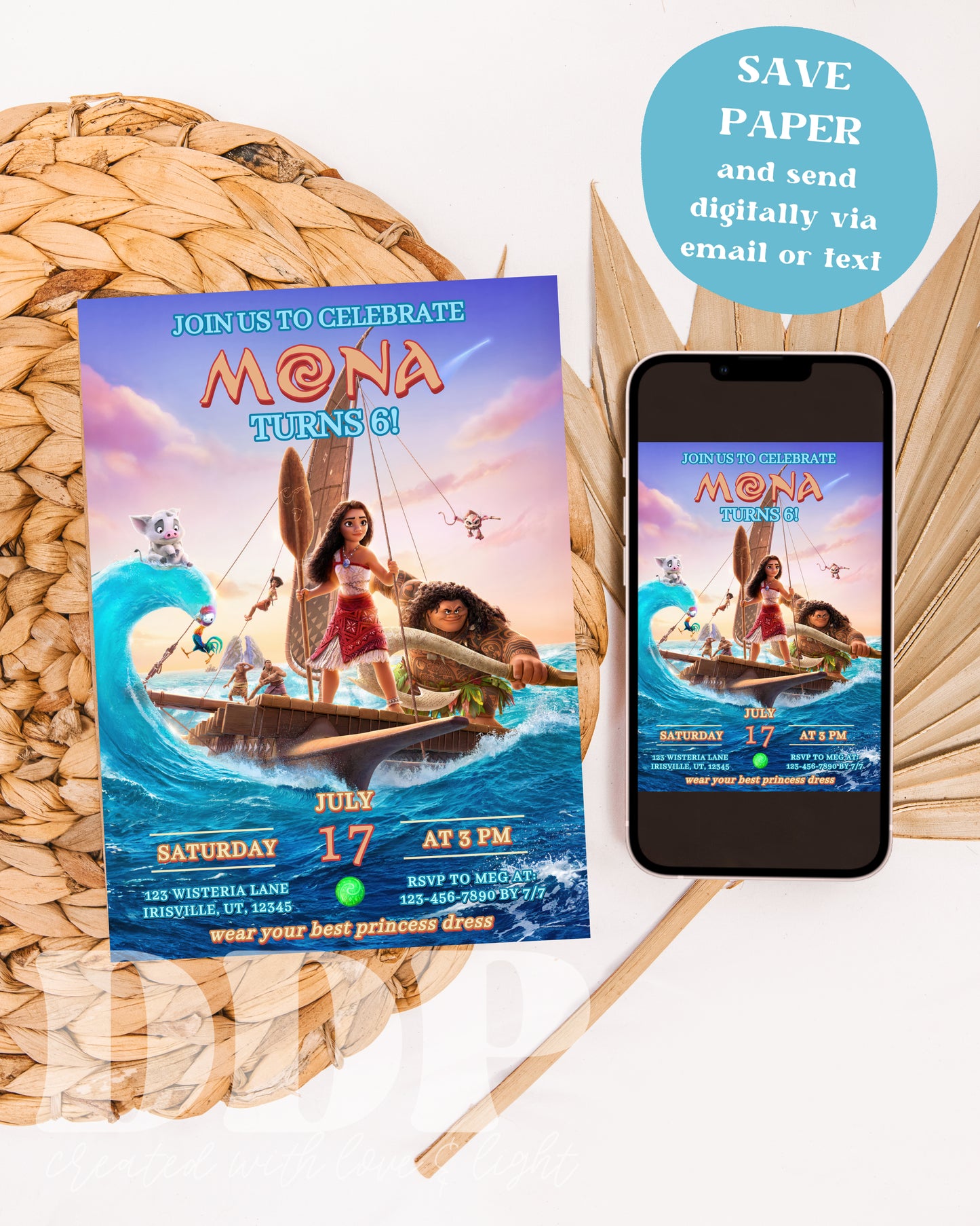 Moana Birthday Invitation | Moana ANY AGE Birthday Invite | Island Princess Themed Birthday