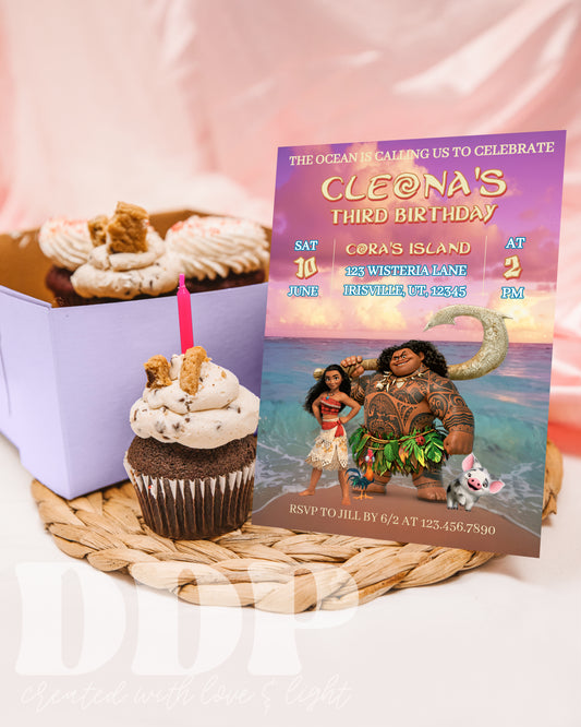 Moana Birthday Invitation | Moana ANY AGE Birthday Invite | Island Princess Themed Birthday