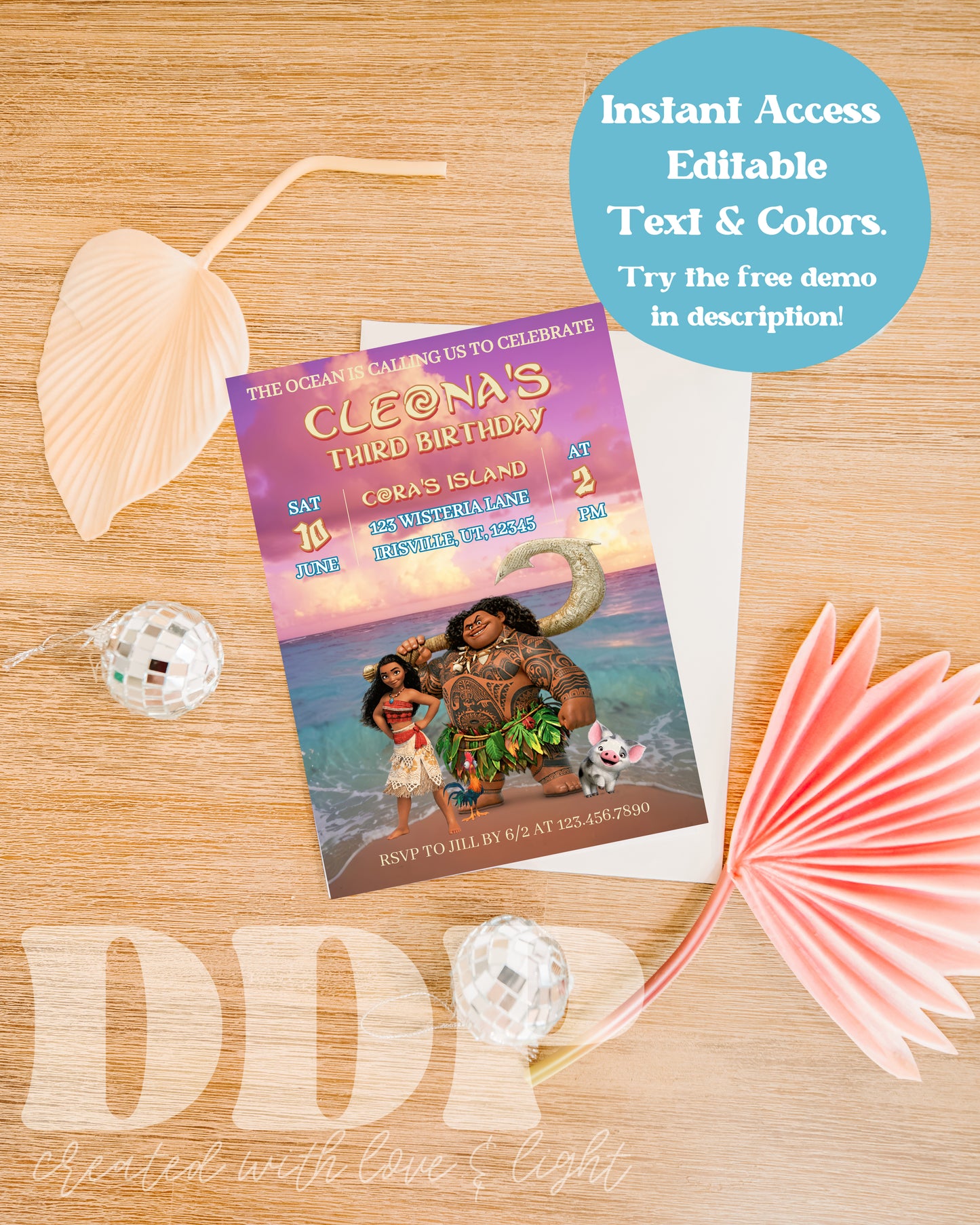 Moana Birthday Invitation | Moana ANY AGE Birthday Invite | Island Princess Themed Birthday